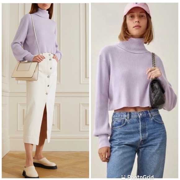 REFORMATION Luisa cropped ribbed recycled cashmere-blend turtleneck sweater - Picture 1 of 10